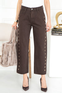 THE OFF DUTY BOWED ANKLE JEANS IN UMBER