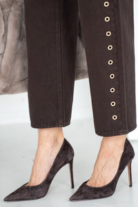 THE OFF DUTY BOWED ANKLE JEANS IN UMBER
