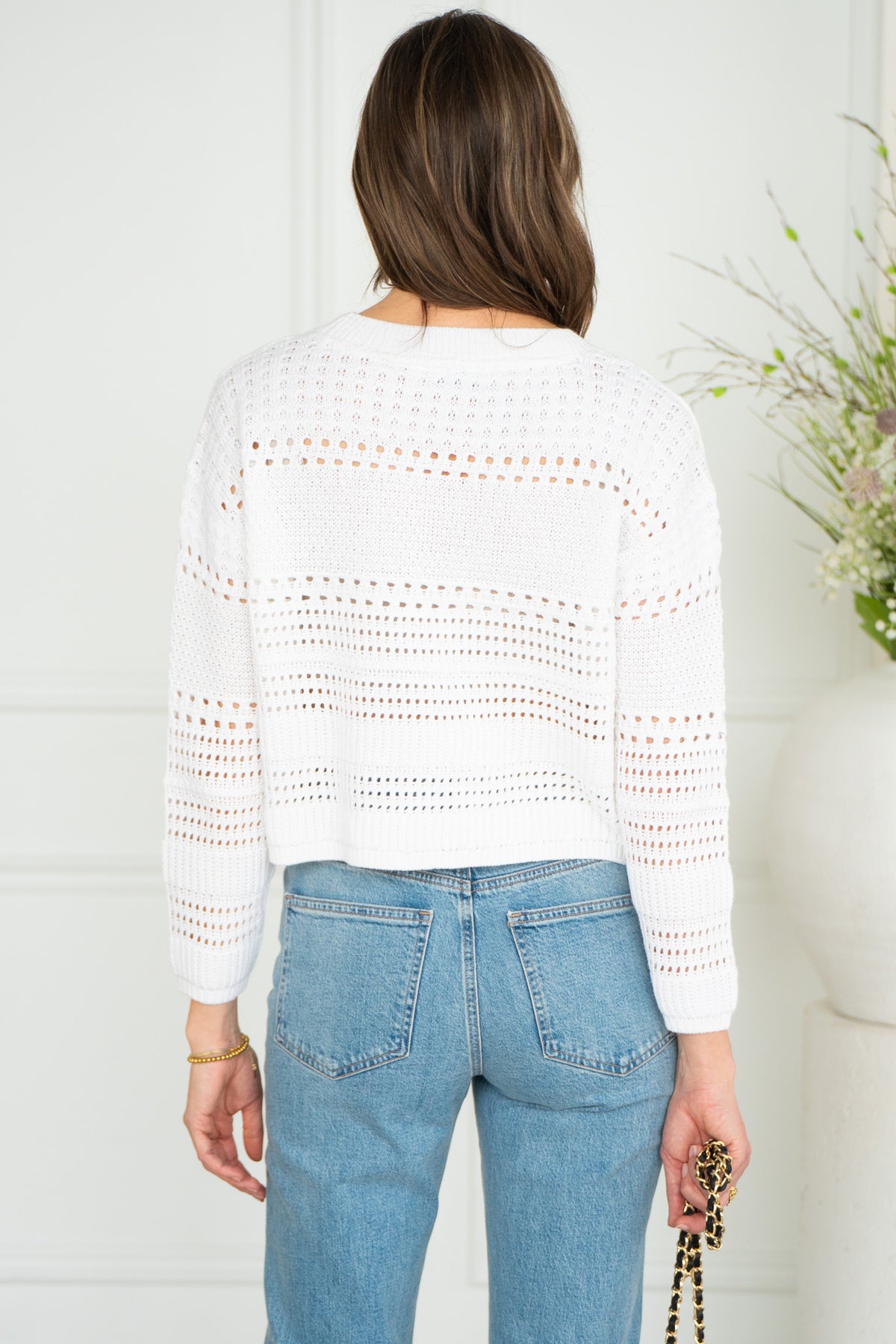 BECK OPEN KNIT SWEATER-WH