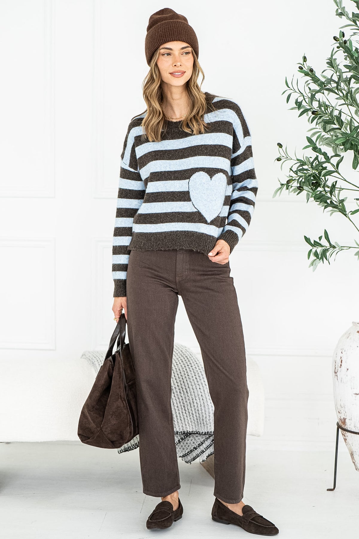 JESSIE STRIPE HEART SWEATER