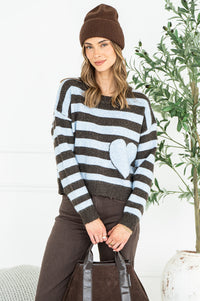 JESSIE STRIPE HEART SWEATER