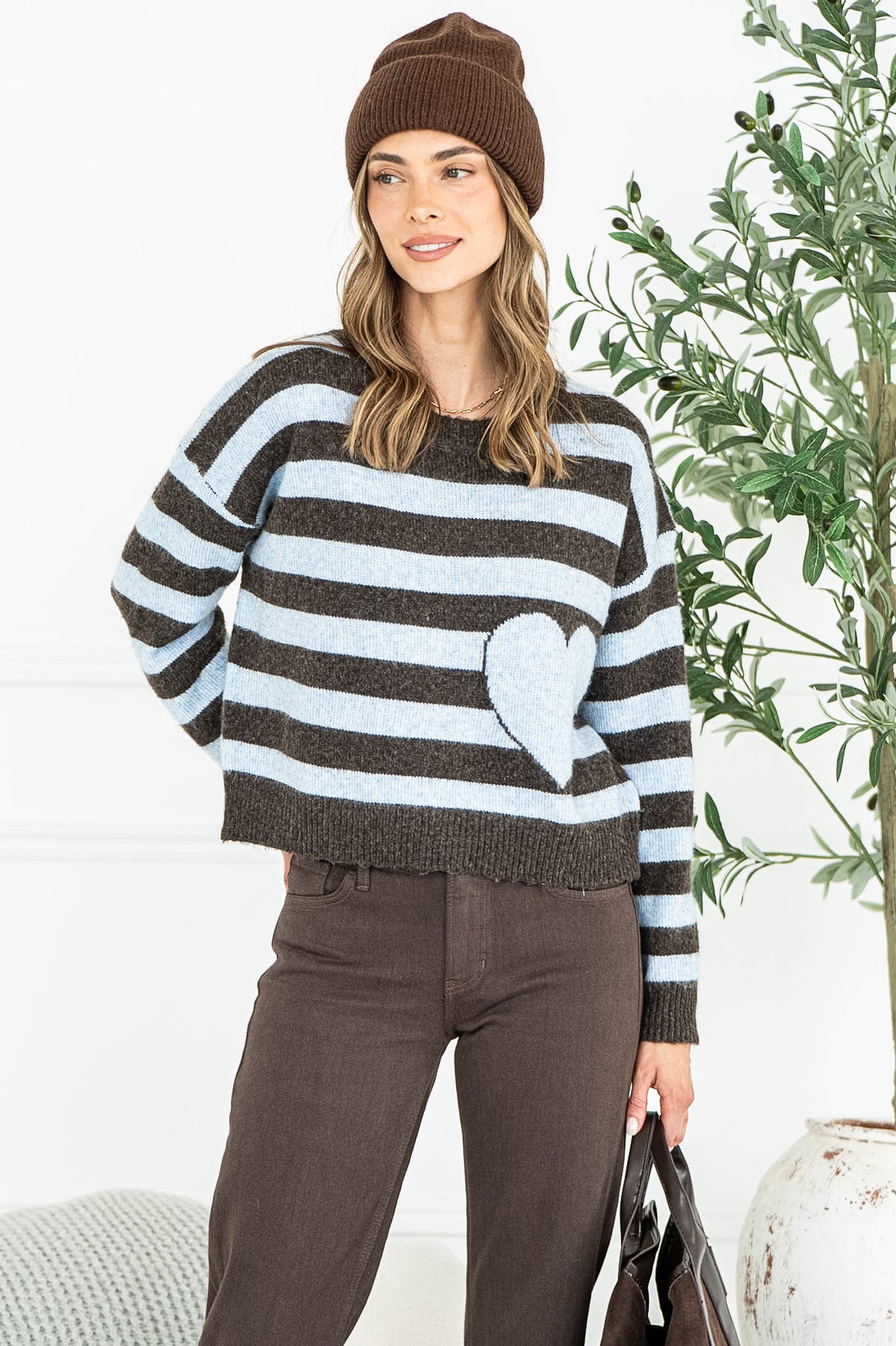 JESSIE STRIPE HEART SWEATER