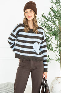 JESSIE STRIPE HEART SWEATER