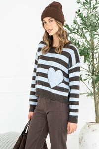 JESSIE STRIPE HEART SWEATER