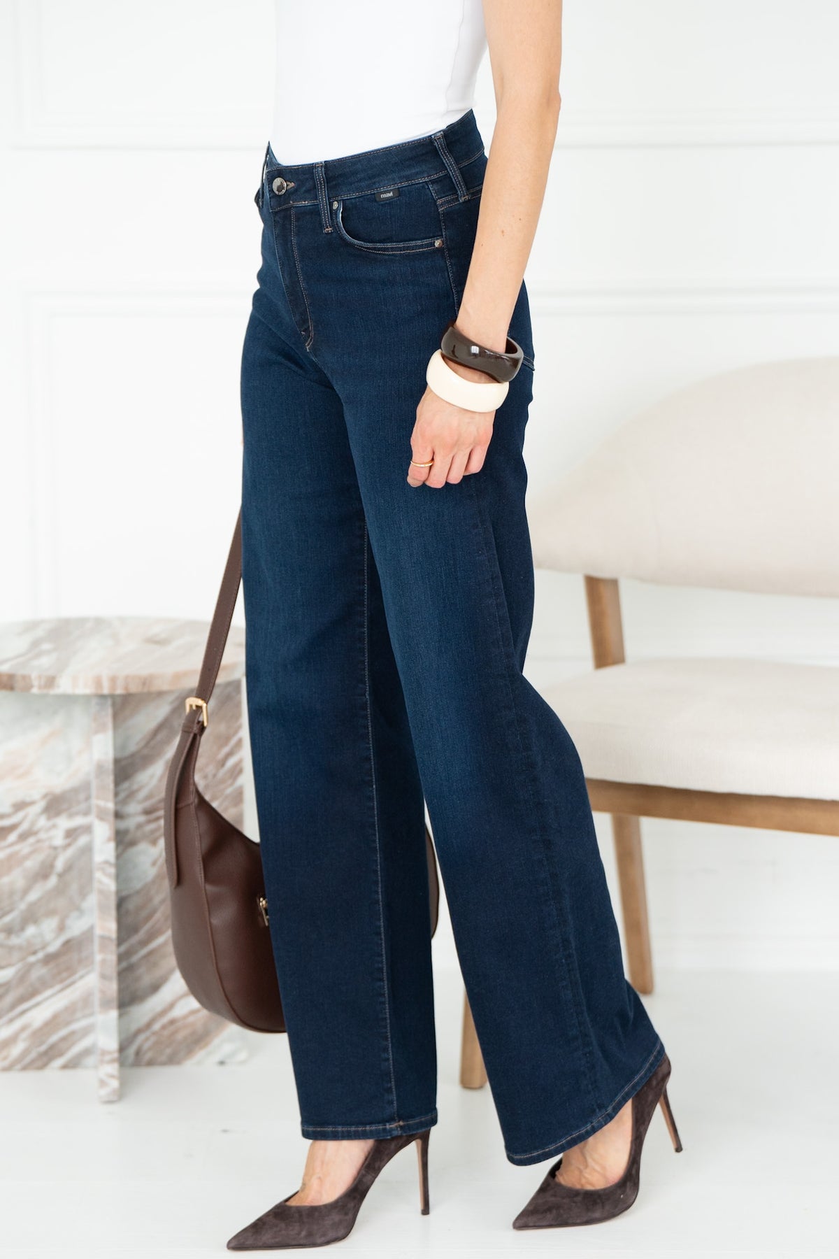 PALOMA FEATHER LUXE JEANS IN DARK BLUE