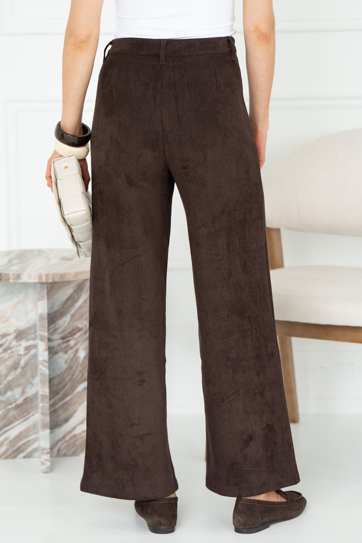 ALARA SUEDE STRAIGHT LEG PANTS