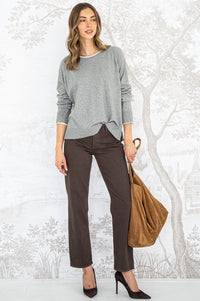 CASSIS DOUBLE LAYER KNIT TOP IN GREY