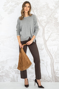 CASSIS DOUBLE LAYER KNIT TOP IN GREY