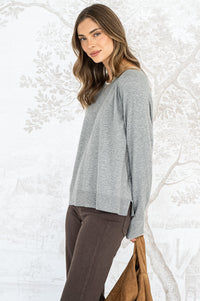 CASSIS DOUBLE LAYER KNIT TOP IN GREY