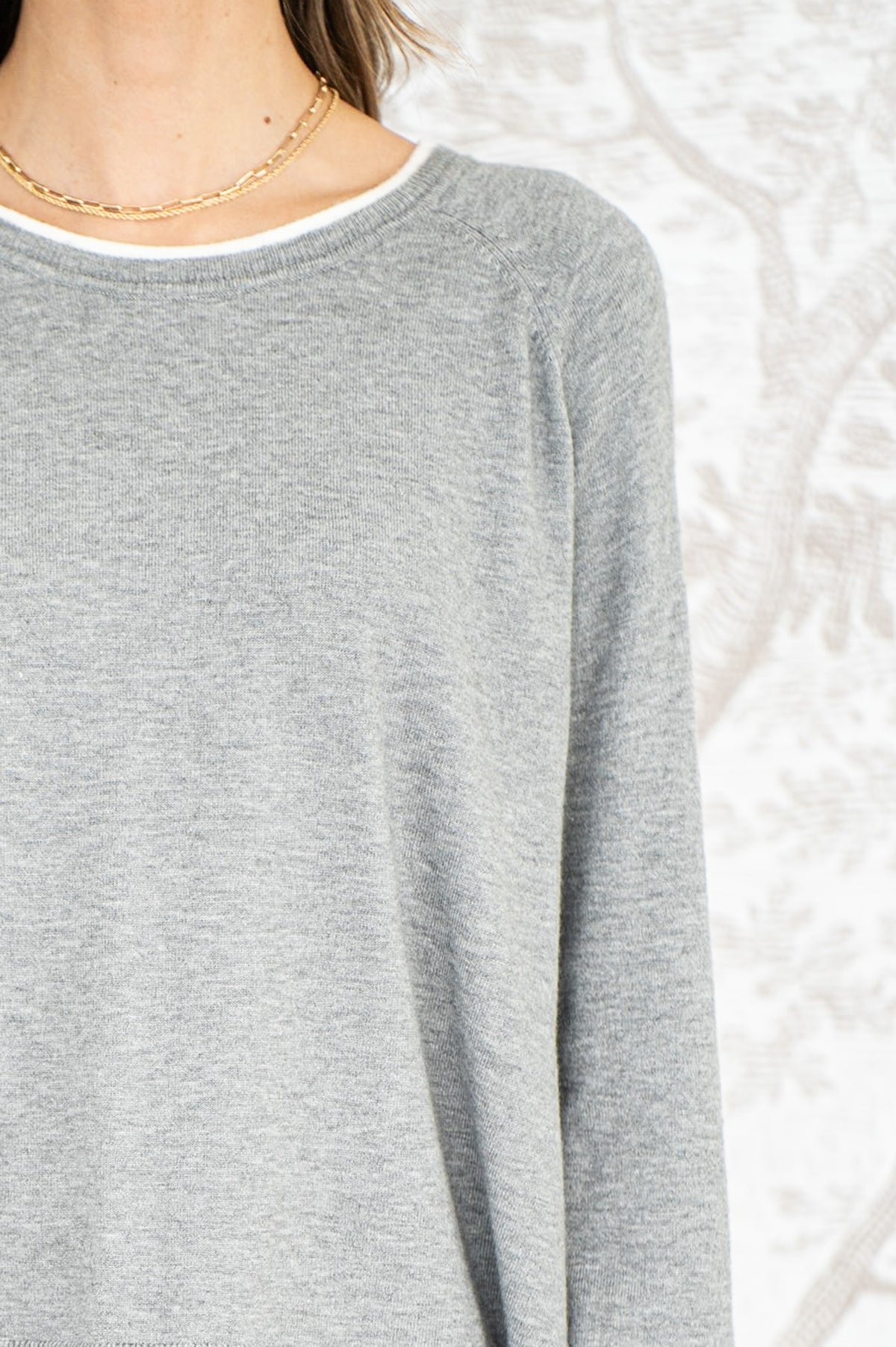 CASSIS DOUBLE LAYER KNIT TOP IN GREY