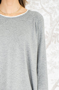 CASSIS DOUBLE LAYER KNIT TOP IN GREY