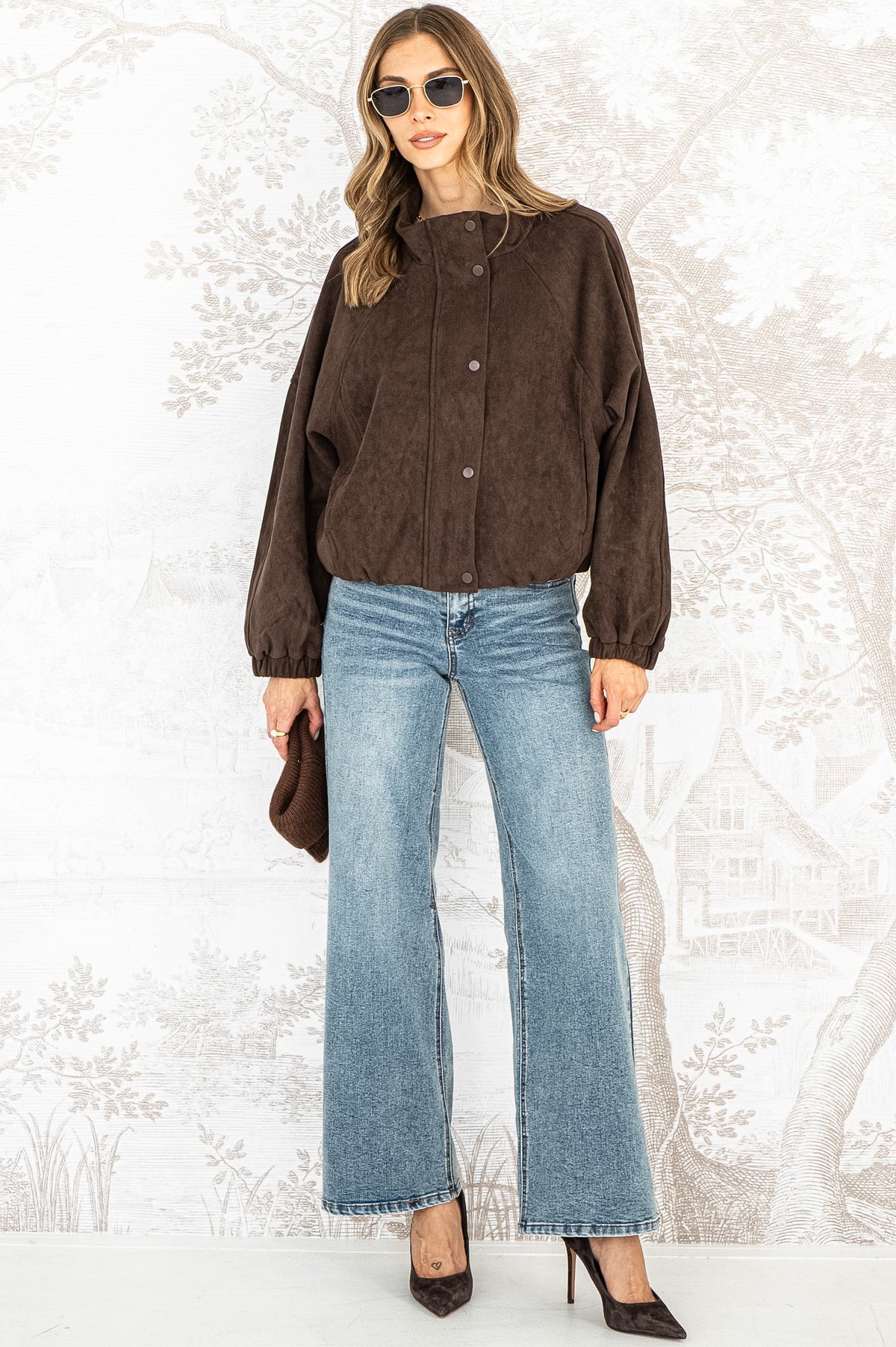 MIDNIGHT FAUX SUEDE JACKET