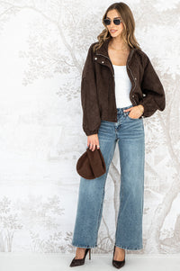 MIDNIGHT FAUX SUEDE JACKET