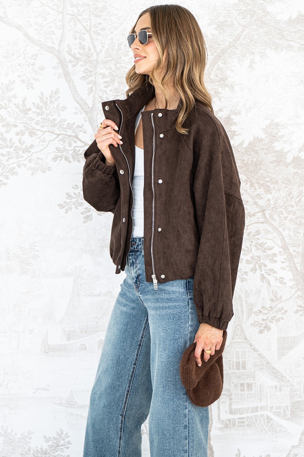 MIDNIGHT FAUX SUEDE JACKET
