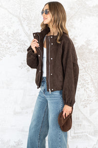 MIDNIGHT FAUX SUEDE JACKET