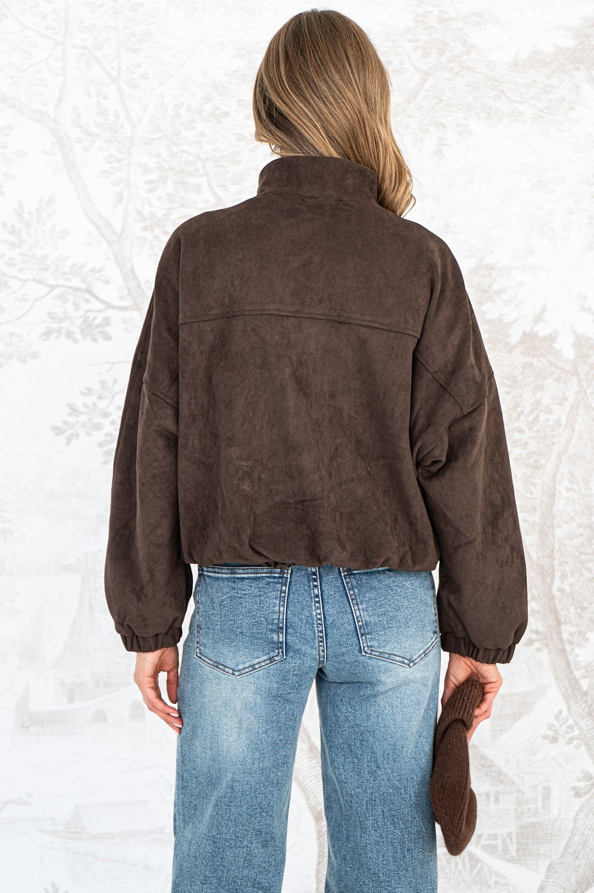 MIDNIGHT FAUX SUEDE JACKET