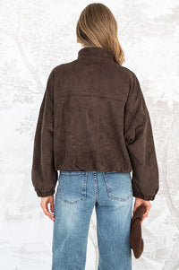 MIDNIGHT FAUX SUEDE JACKET