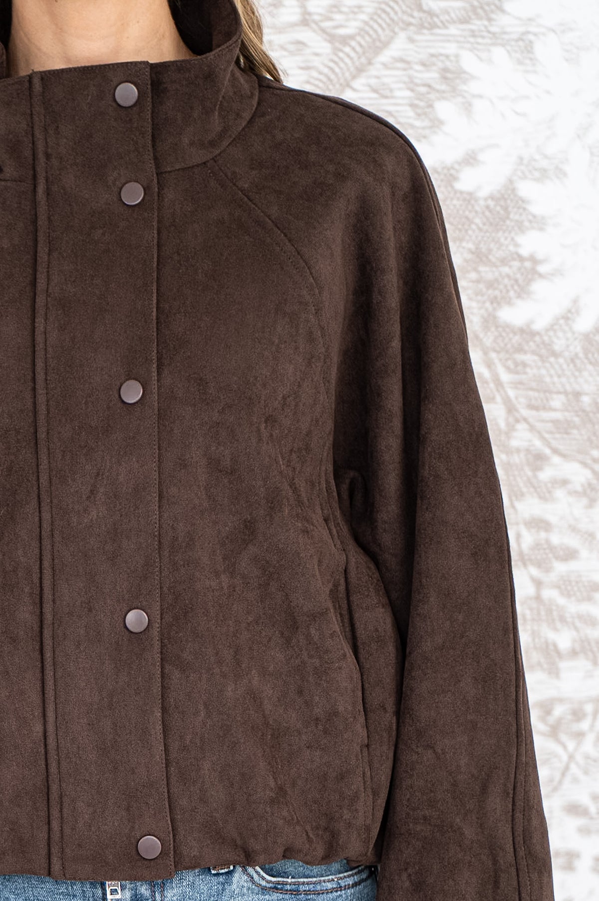 MIDNIGHT FAUX SUEDE JACKET