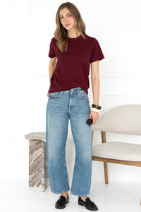 CADE COTTON TEE IN BURGUNDY