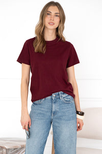 CADE COTTON TEE IN BURGUNDY