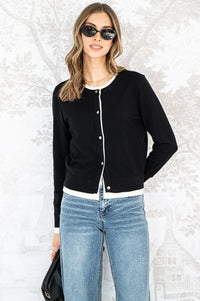 CARLIE DOUBLE LAYER CARDIGAN IN BLACK