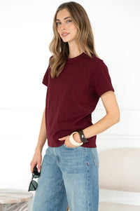 CADE COTTON TEE IN BURGUNDY