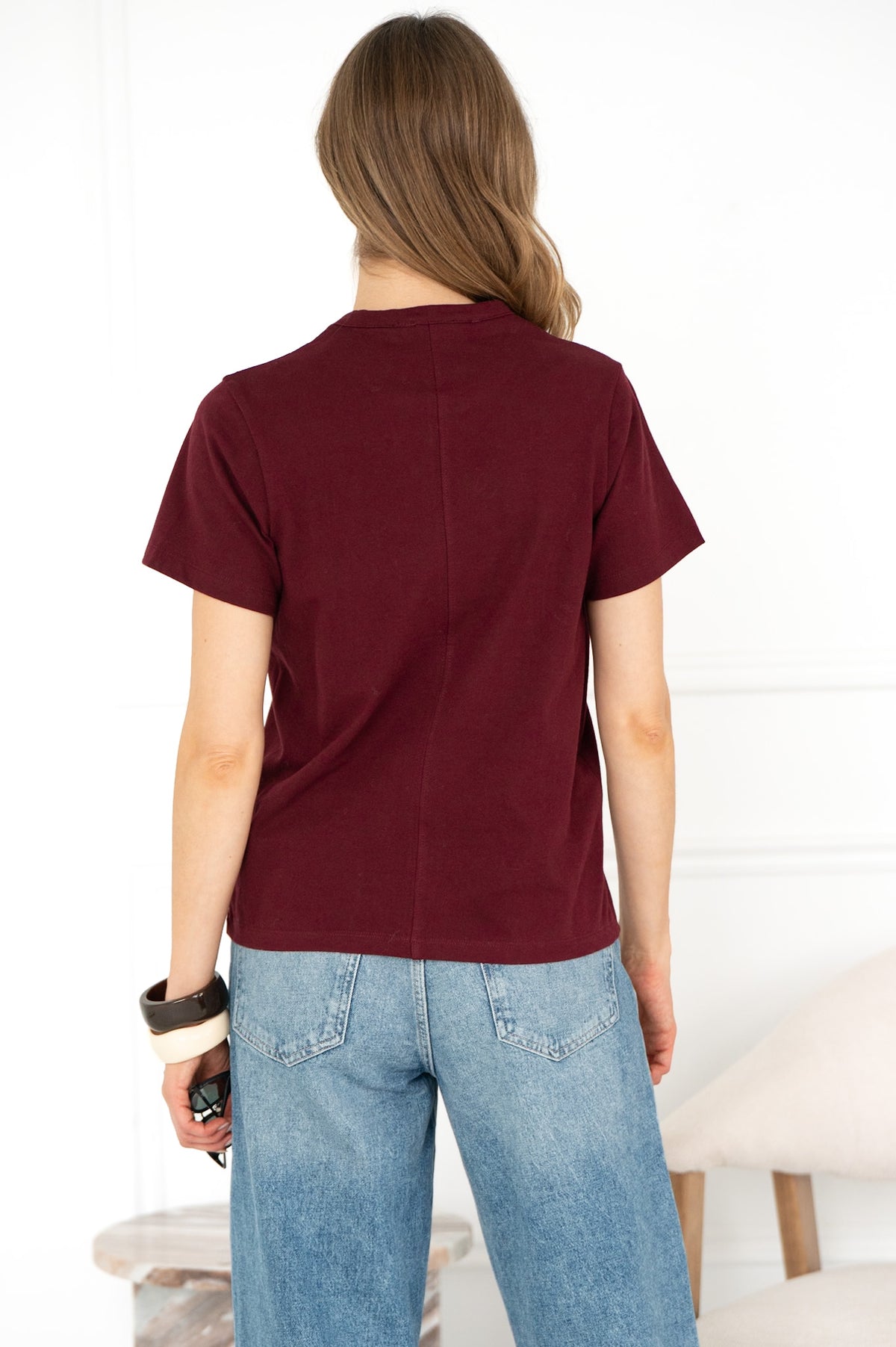CADE COTTON TEE IN BURGUNDY