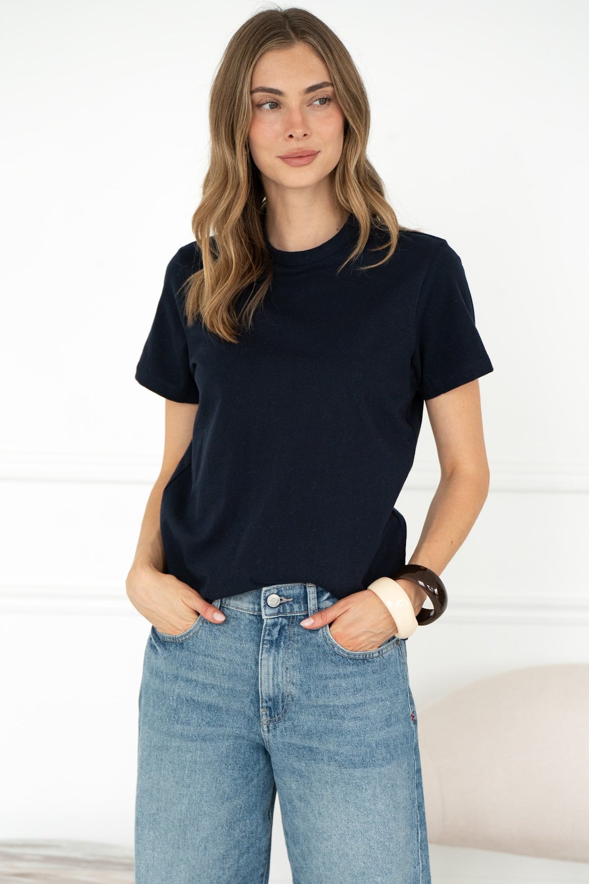 CADE COTTON TEE IN NAVY