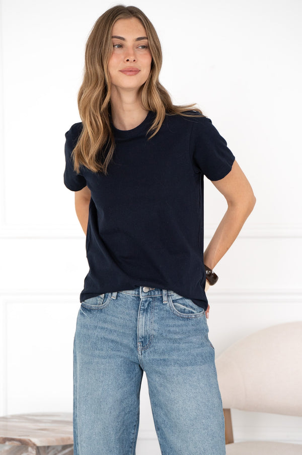 CADE COTTON TEE IN NAVY