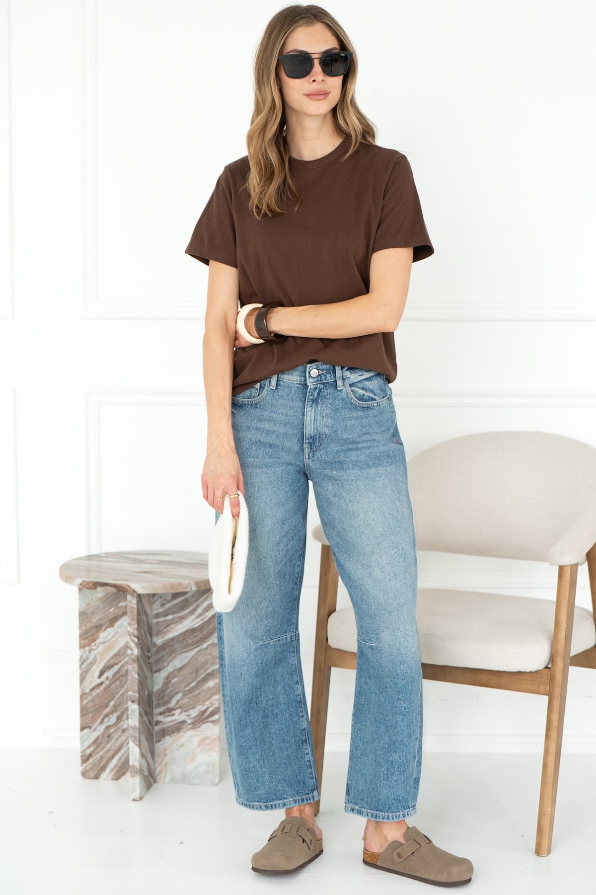 CADE COTTON TEE IN BROWN