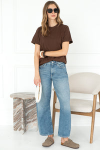 CADE COTTON TEE IN BROWN