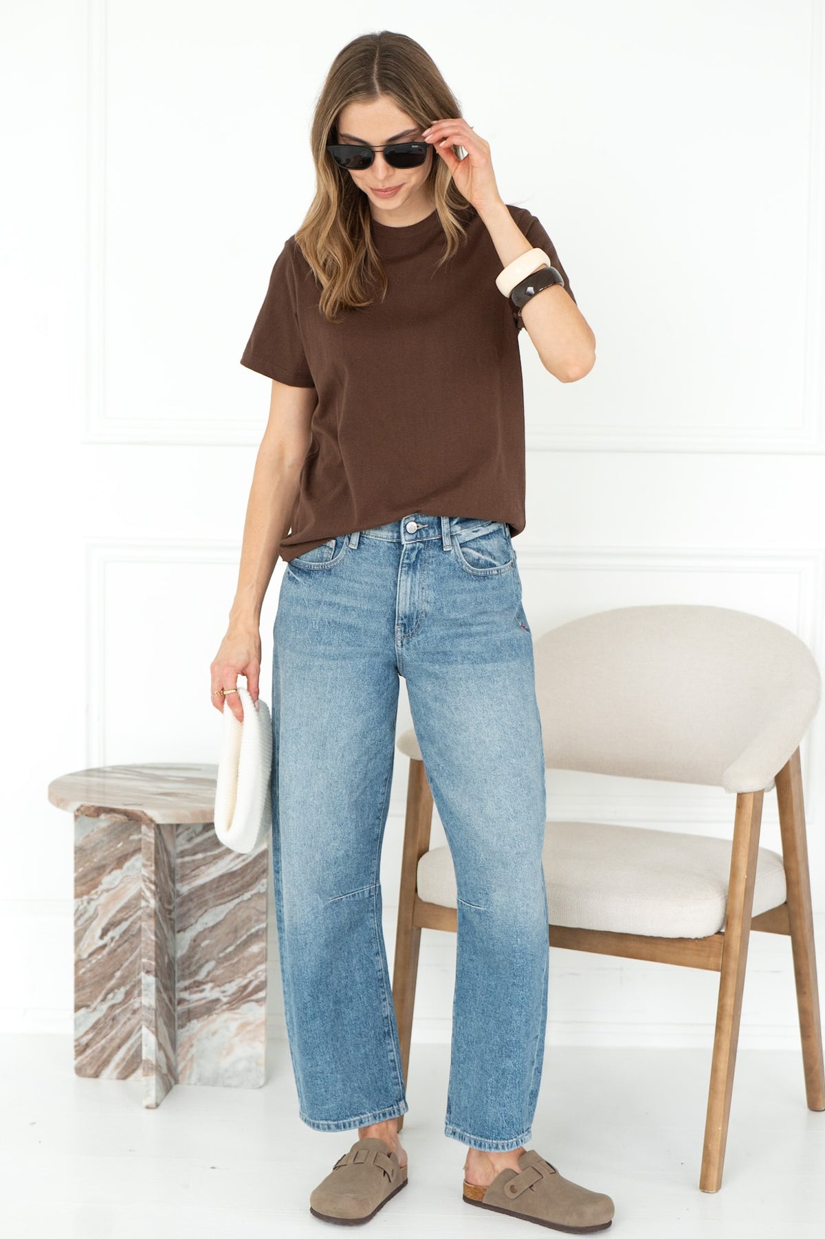 CADE COTTON TEE IN BROWN