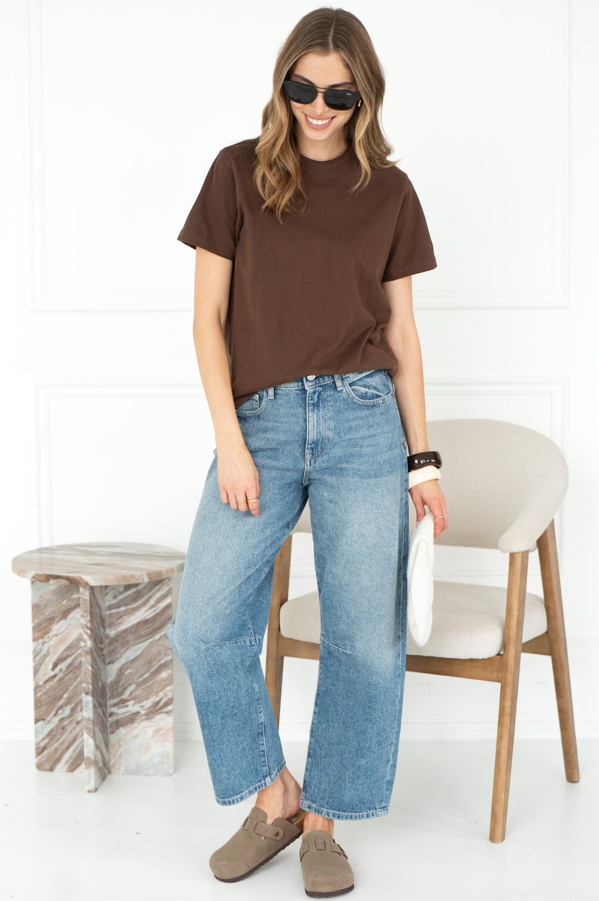 CADE COTTON TEE IN BROWN