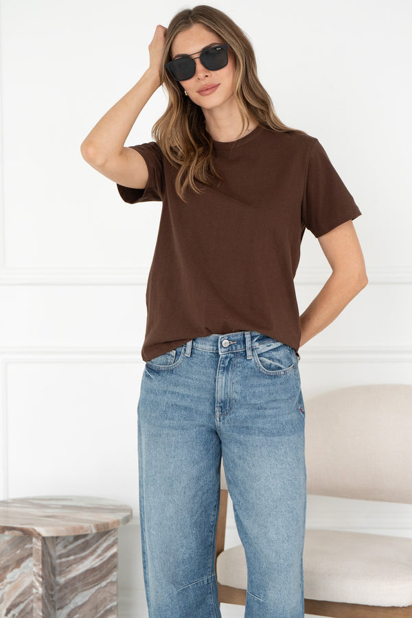 CADE COTTON TEE IN BROWN