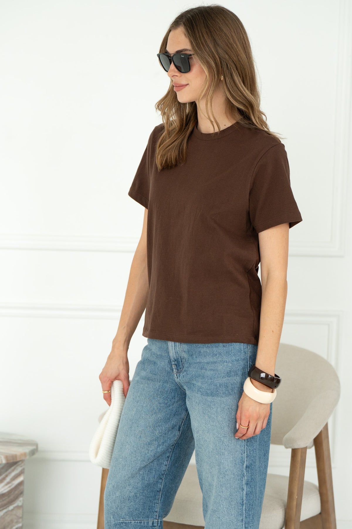 CADE COTTON TEE IN BROWN