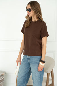 CADE COTTON TEE IN BROWN