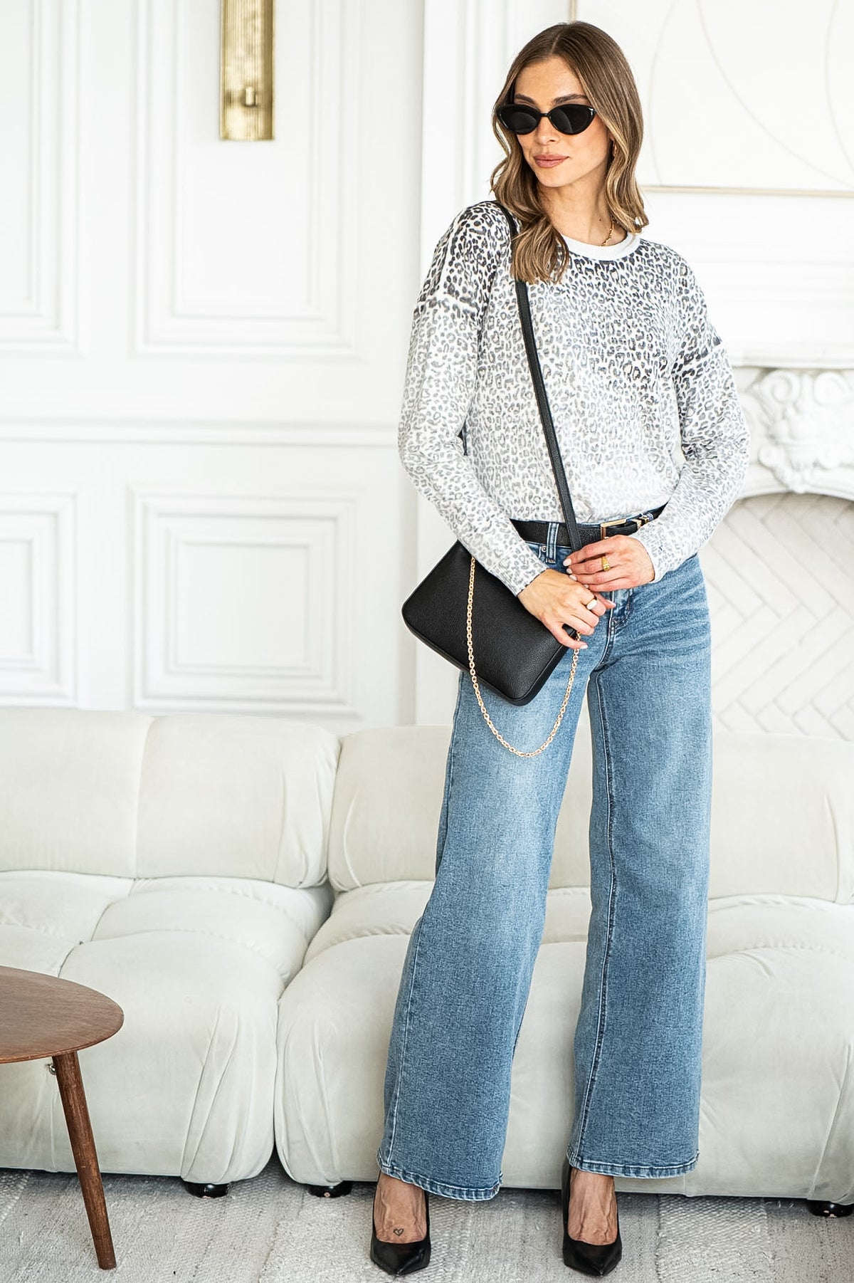 WILD ONE ANIMAL PRINT SWEATER IN BLACK