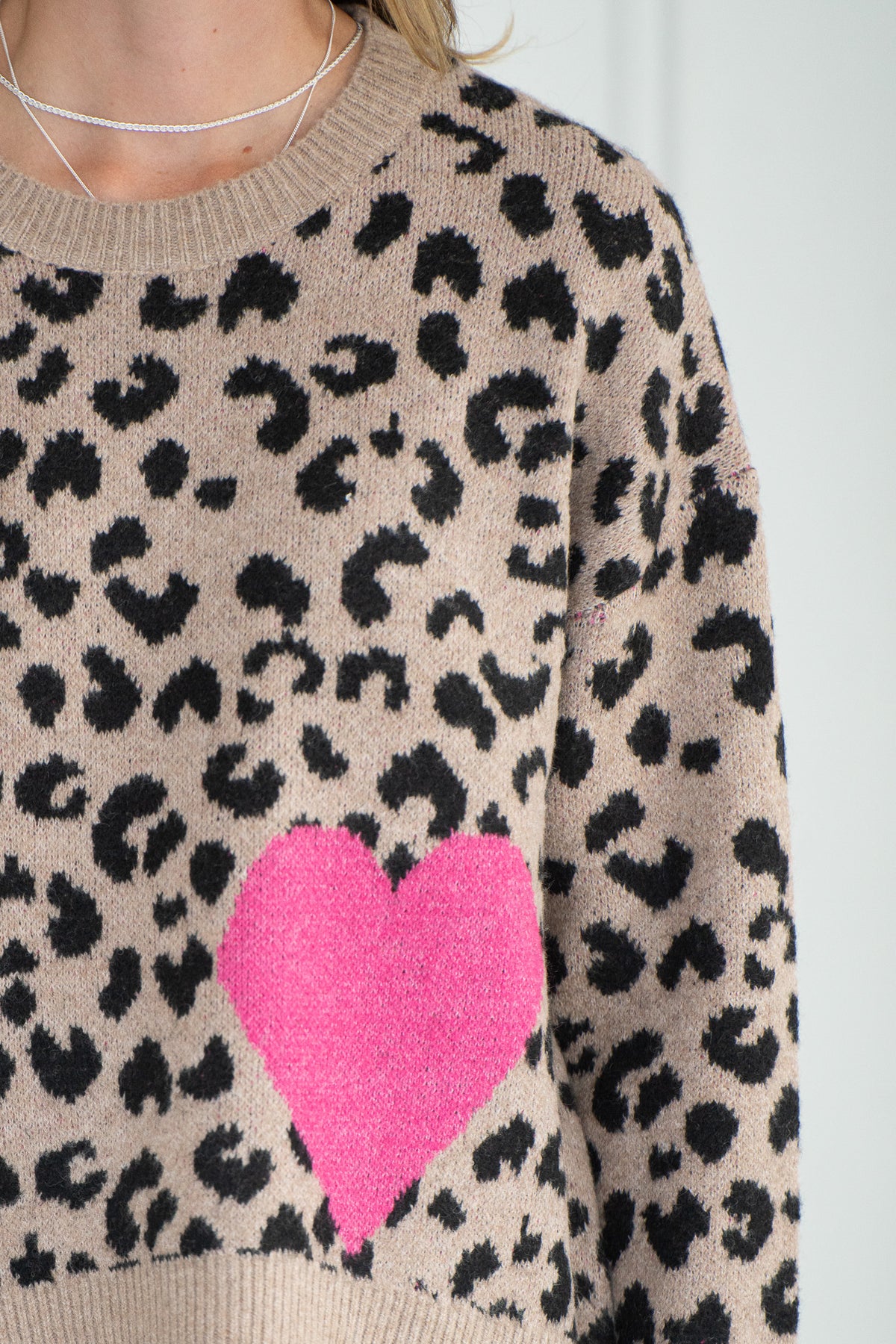 JESSIE ANIMAL PRINT HEART SWEATER