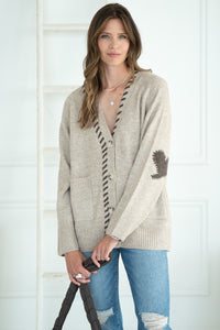 SHYLA ELBOW HEART CARDIGAN