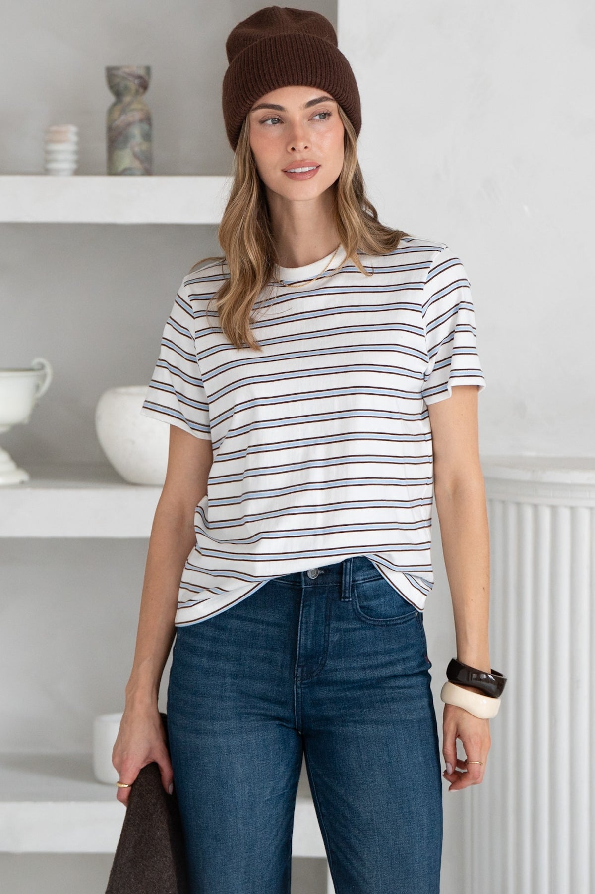 ROME STRIPE COTTON TEE