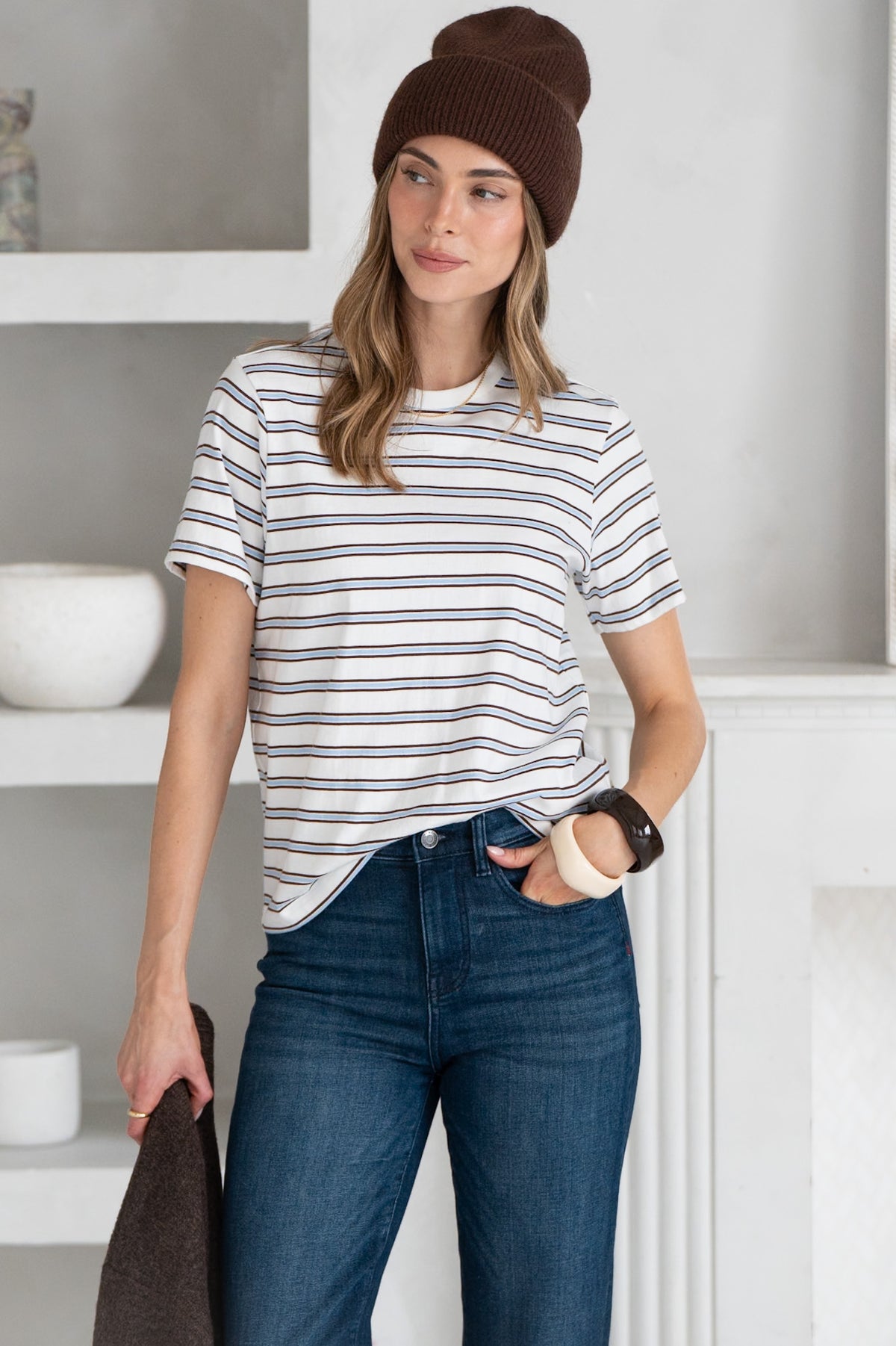 ROME STRIPE COTTON TEE