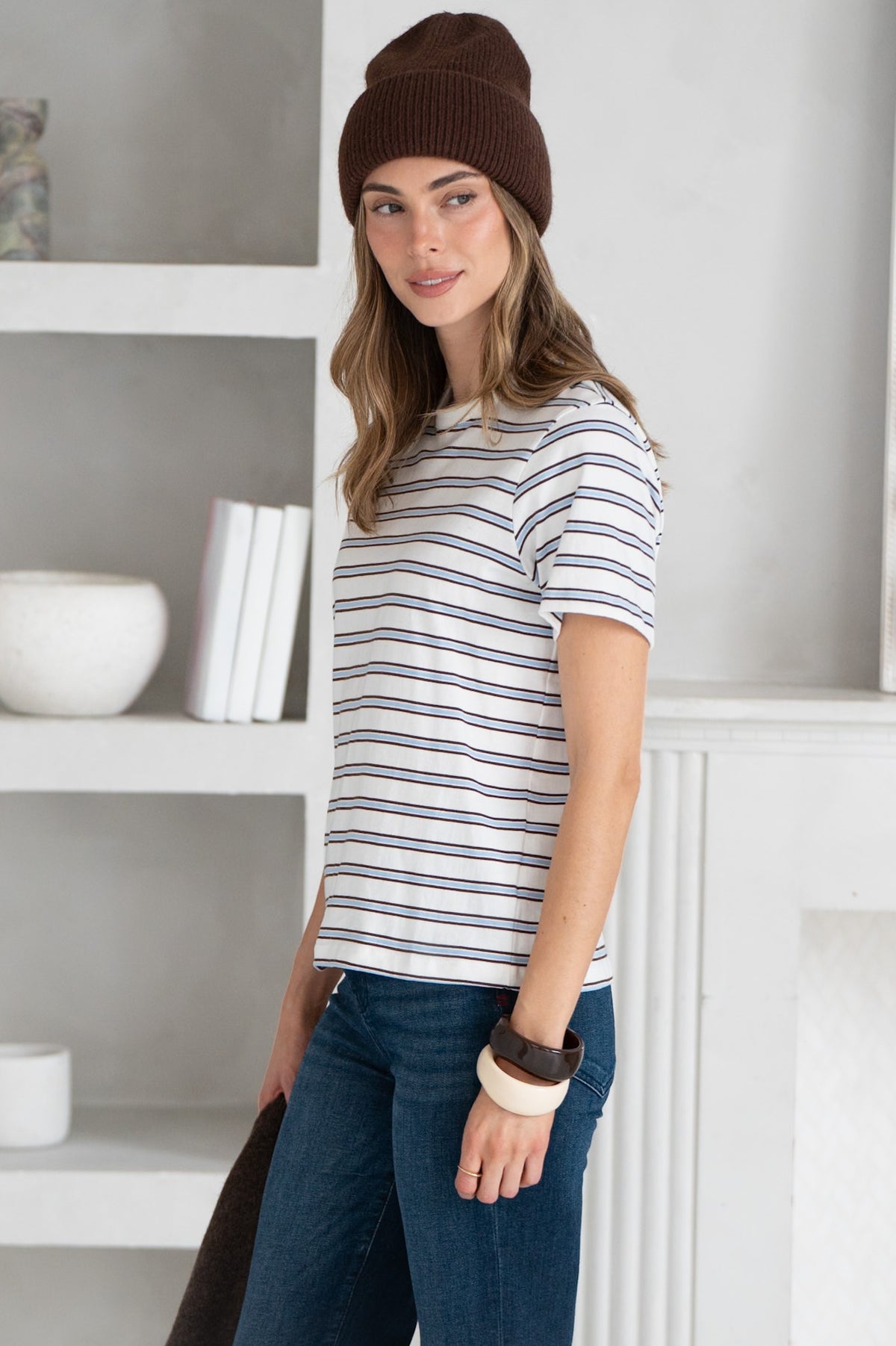 ROME STRIPE COTTON TEE