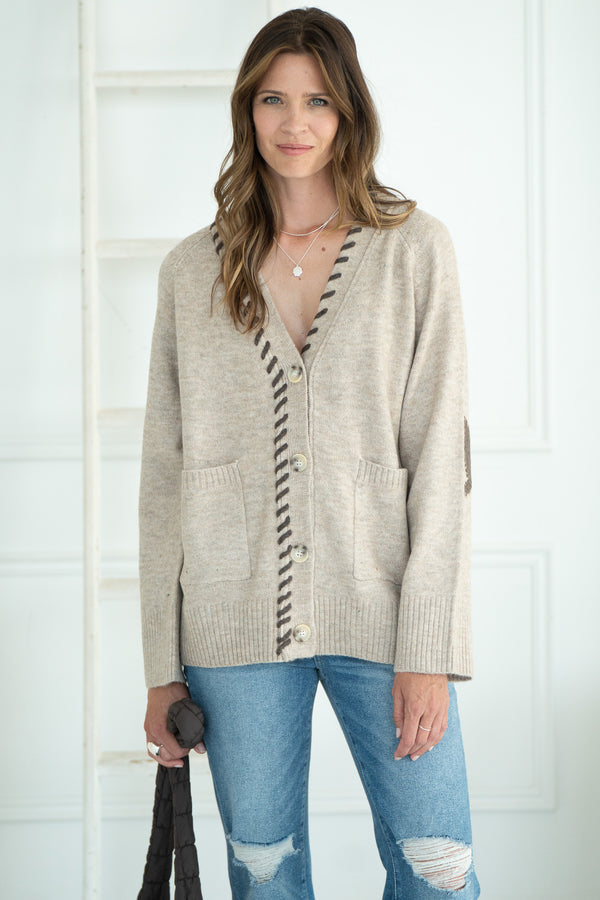 SHYLA ELBOW HEART CARDIGAN