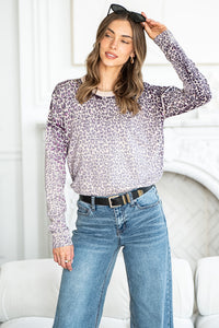 WILD ONE ANIMAL PRINT SWEATER IN PLUM