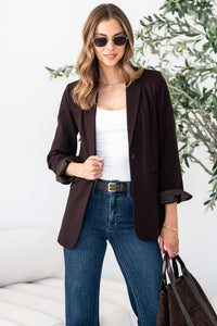 VALE PONTE FIT AND FLARE BLAZER IN BROWN