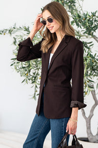 VALE PONTE FIT AND FLARE BLAZER IN BROWN