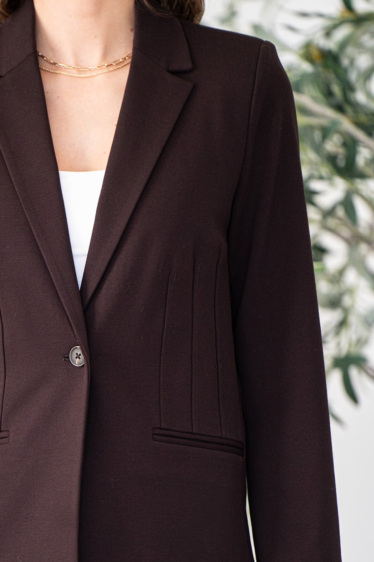 VALE PONTE FIT AND FLARE BLAZER IN BROWN