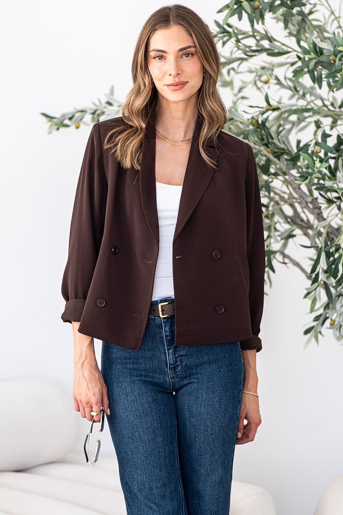 MONTANA CROPPED BLAZER IN COCOA