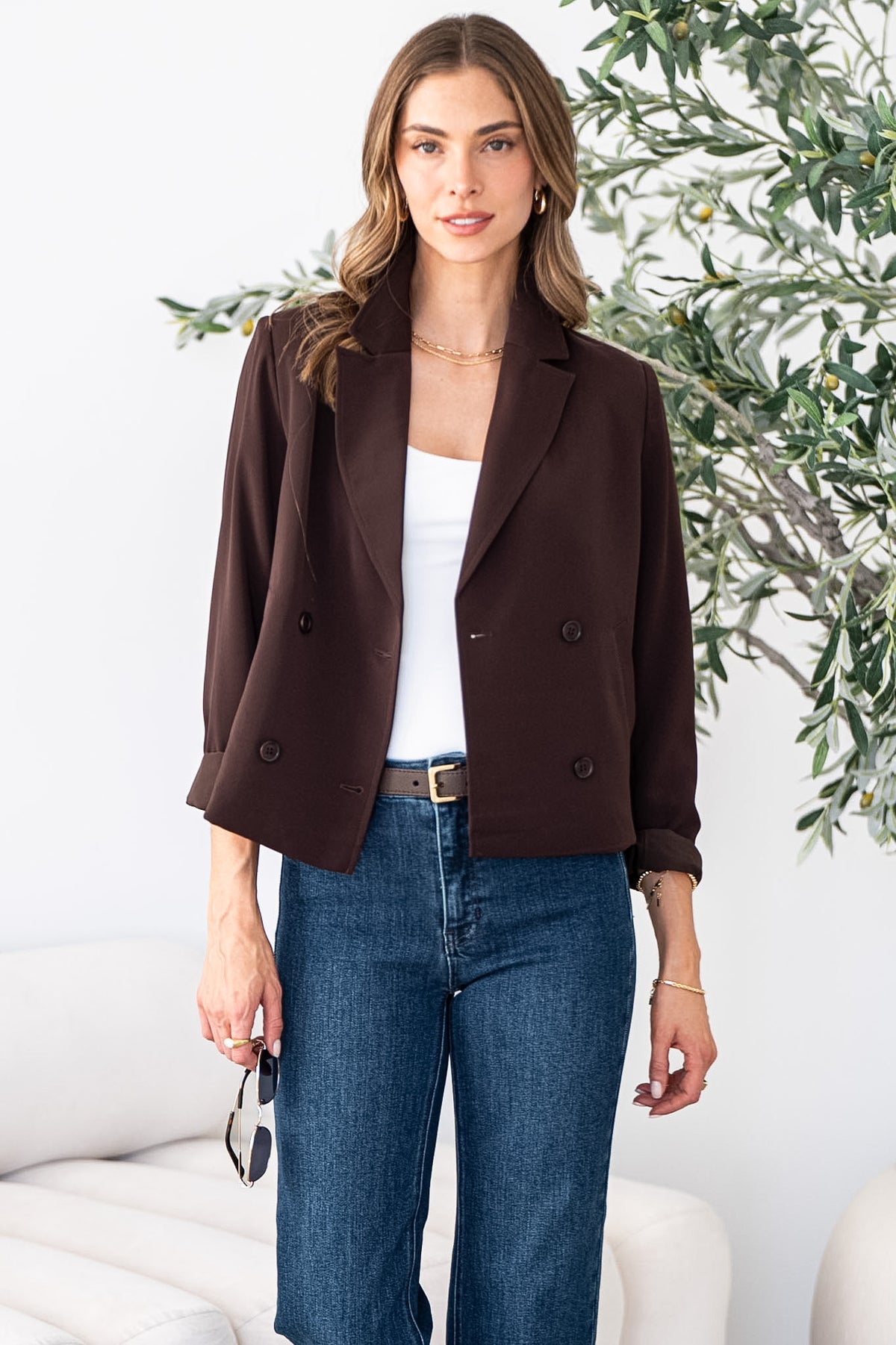 MONTANA CROPPED BLAZER IN COCOA