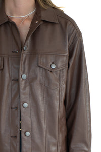 AURORA FAUX LEATHER DENIM JACKET